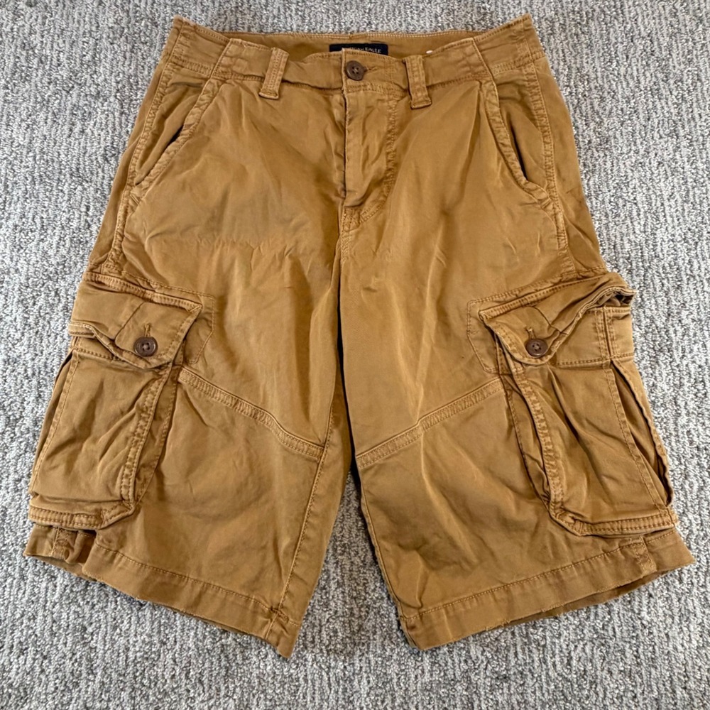 American Eagle Distressed Cargo Shorts Mens 28* Brown Extreme Flex Longer Length